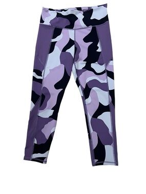Under Armour Women's Purple Gray Black Camo Heatgear Leggings Size large EUC